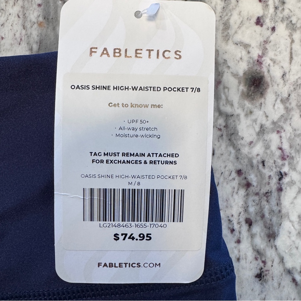 Fabletics Shiny Navy High Waisted Oasis Pocket Leggings & Leilani Tank Bundle - Picture 10 of 16